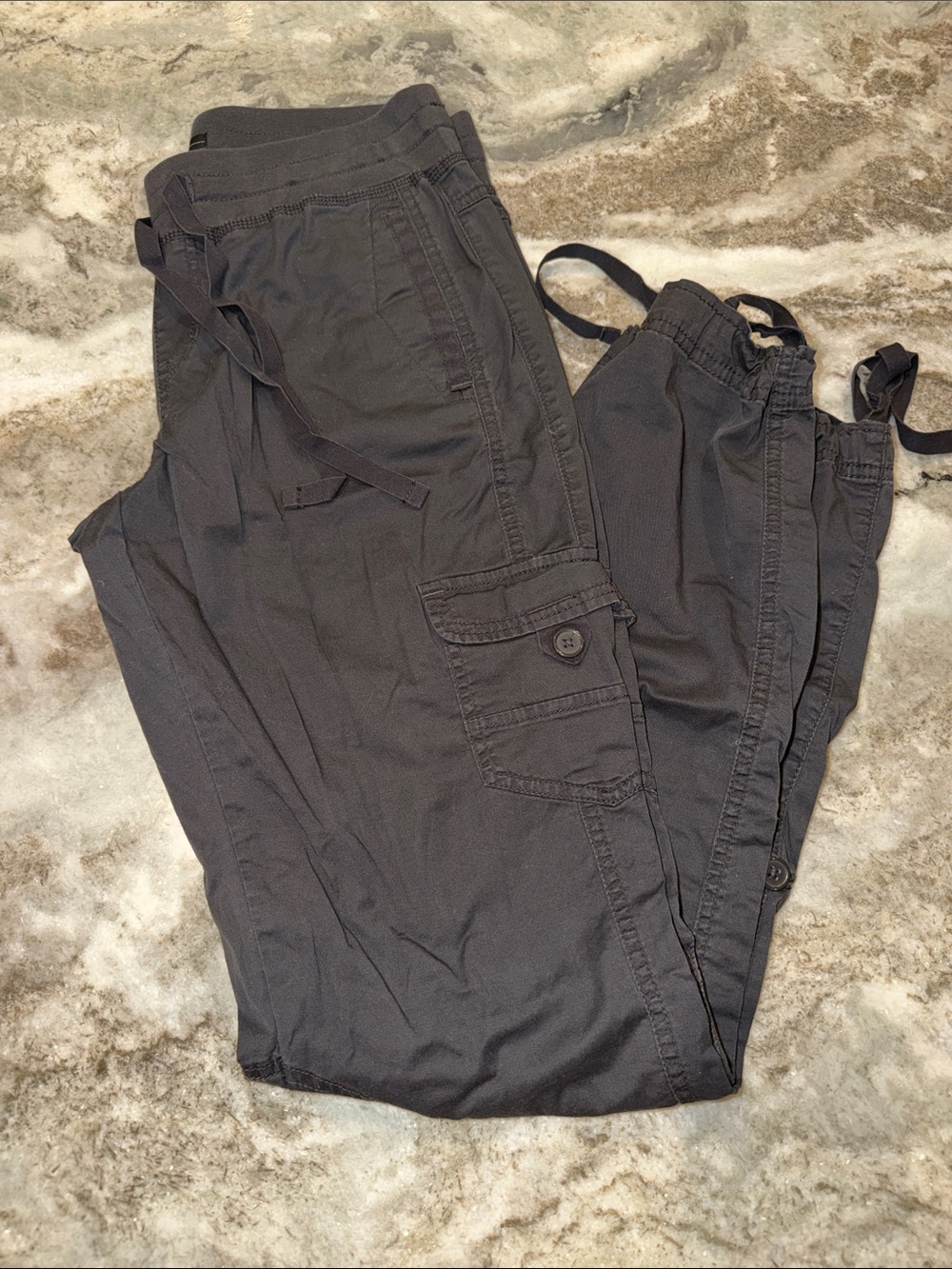 Signature Black Cargo Joggers with Drawstring Waist